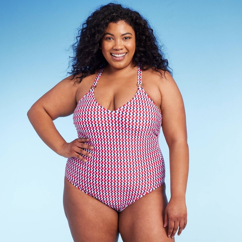 Kona Sol Red and White One Piece Swimsuit